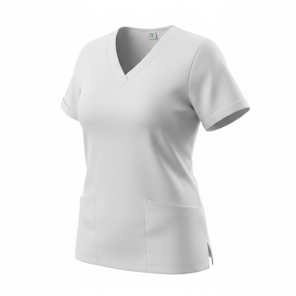 GT Performance Womens White V-Neck Scrub Top Medical Uniform Size M CTN-816WH